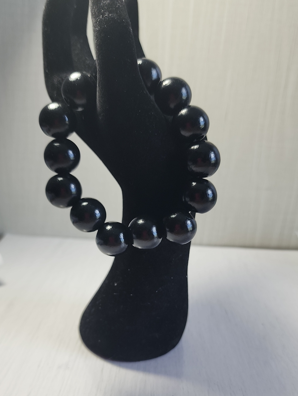 Black Beaded Stretch Bracelet - Classic Women's Jewelry